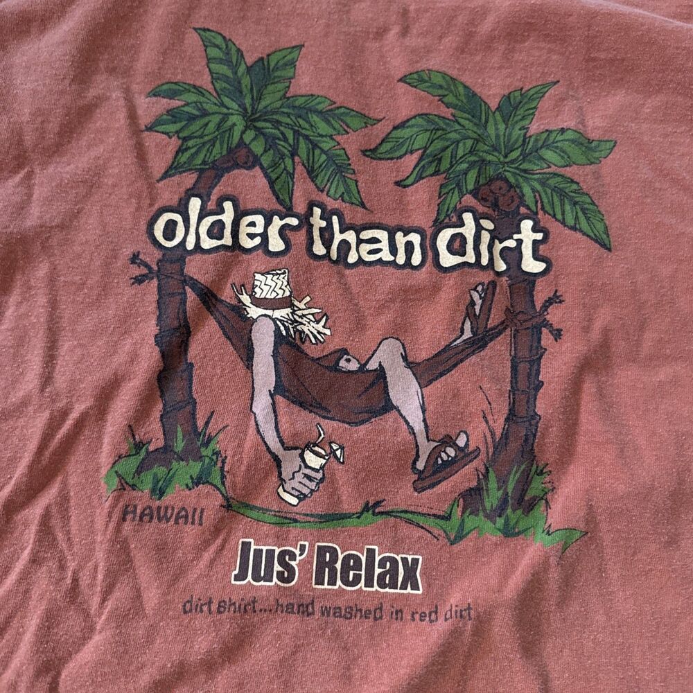Real Dirt Shirt Mens T Shirt Hawaii Lived In Size XL USA Relax Island Brick Red